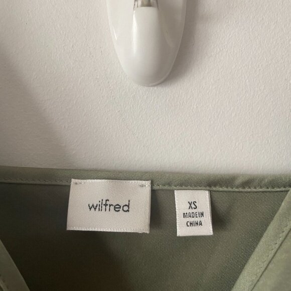 Aritzia Wilfred Sonnet Satin Slip Lace Dress Sage Green Size XS - Picture 7 of 8